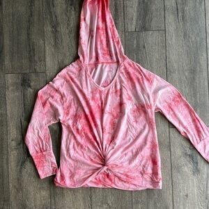 Marika Top tie dye pink hooded shirt size Medium barbie core
